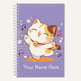 Carnet Happy Kawaii Calico Cat Dancing to Music