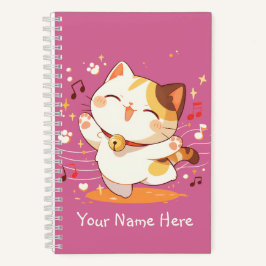 Carnet Happy Kawaii Calico Cat Dancing to Music