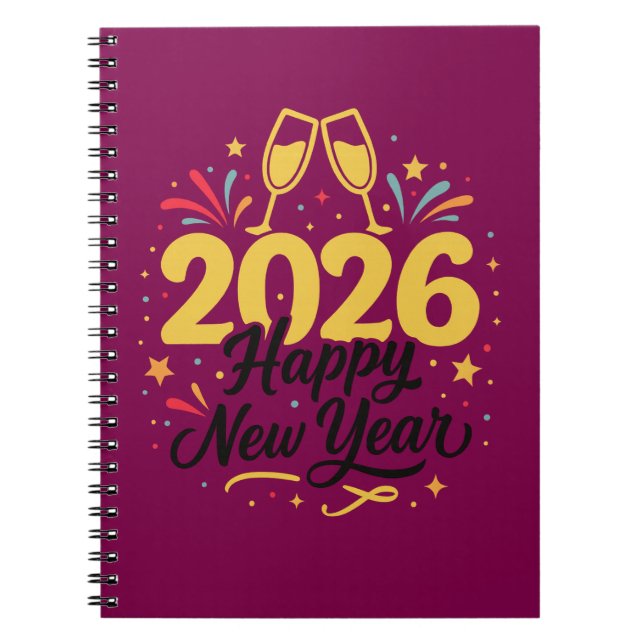 Carnet Happy New Year 2026 Notebook | Festive Gold Design (Devant)