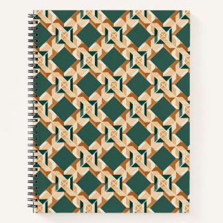 Carnet Hard edge abstract geometry in dark green and wood