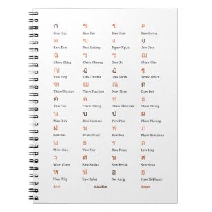 Carnet harmonieux de classe d'alphabet thaïlandai