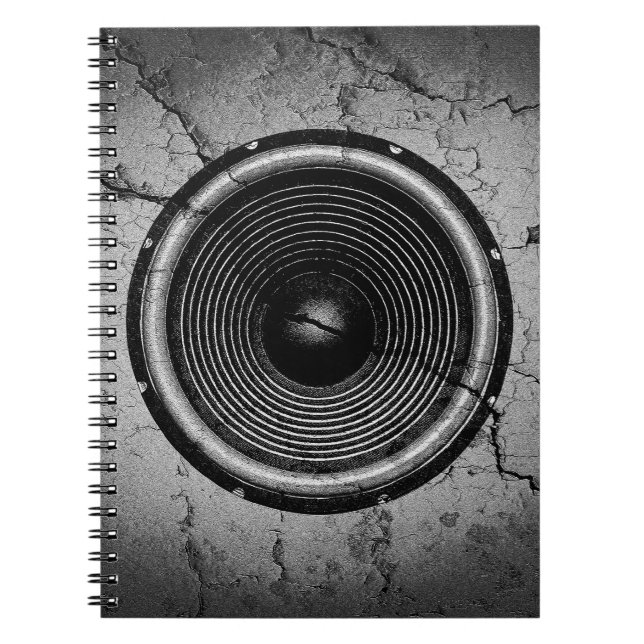 Carnet Haut-parleur de musique sur un mur fissuré (Devant)
