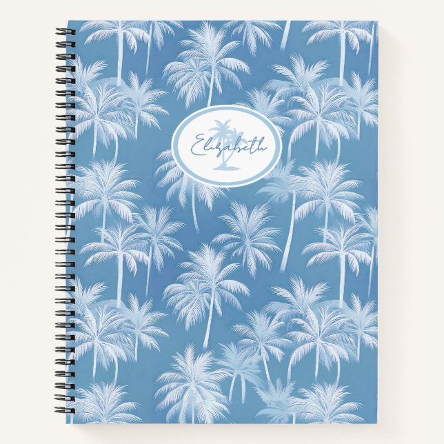 Carnet Hawaiian Palm Tree Silhouette Motif Blue ID1093 (Devant)