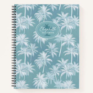 Carnet Hawaiian Palm Tree Silhouette Motif Turquoise ID10