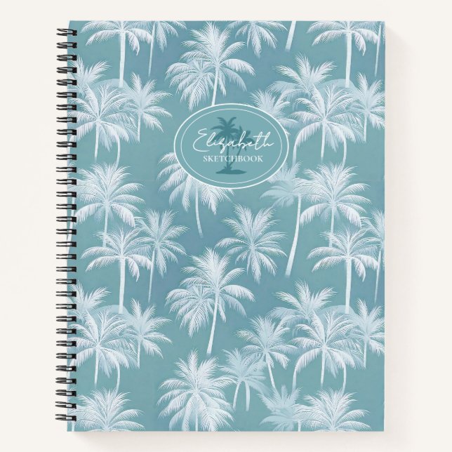 Carnet Hawaiian Palm Tree Silhouette Motif Turquoise ID10 (Devant)