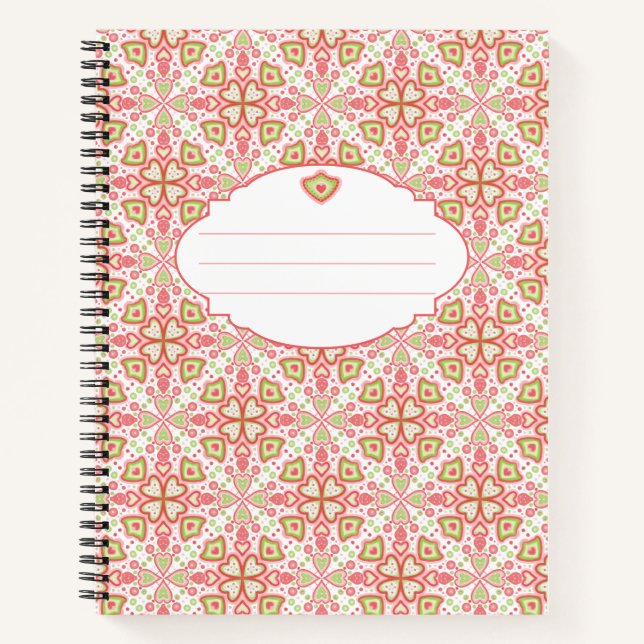 Carnet Heart Pattern Notebook – Customize Interior Pages (Devant)