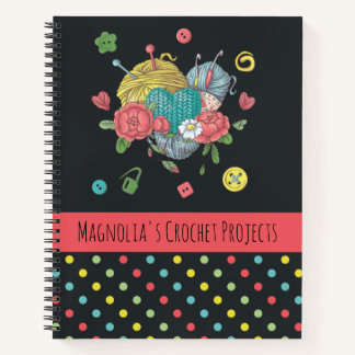 Carnet Heart Yarn Polka Dot Crochet Projets