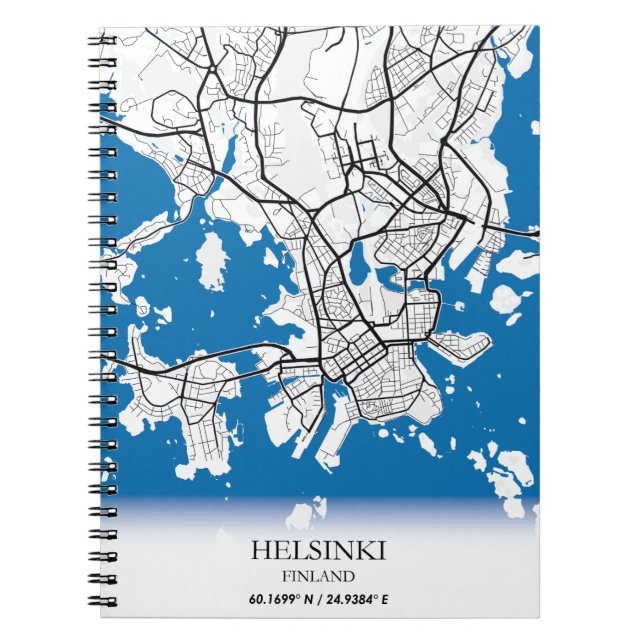 Carnet Helsinki Finlande Coordonnées de la carte de ville (Devant)