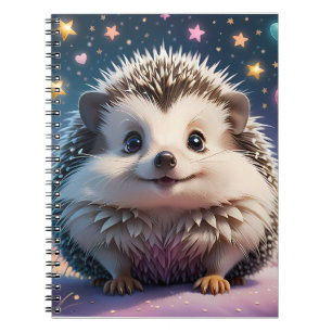 Carnet Hérisson adorable avec des étoiles et des cœurs