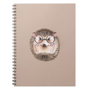 Carnet Hérisson d'aquarelle mignon dans les lunettes