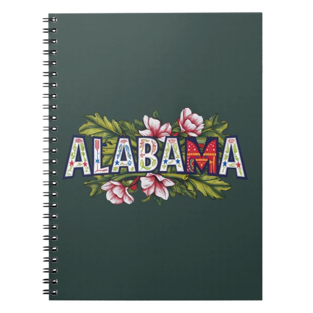 Carnet Hibiscus rose Typographie de l'Alabama (Devant)