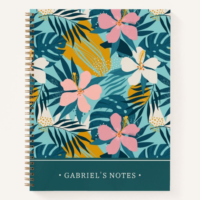 Carnet Hibiscus tropical | Ajouter Votre Nom (Devant)