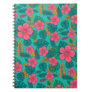 Carnet Hibiscus Tropical et Motif de Feuille de Palmier