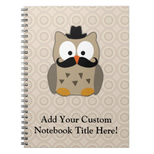 Carnet Hibou avec la moustache et le casquette