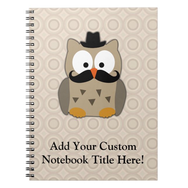 Carnet Hibou avec la moustache et le casquette (Devant)