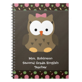 Carnet Hibou mignon de bébé, rose/vert/brun