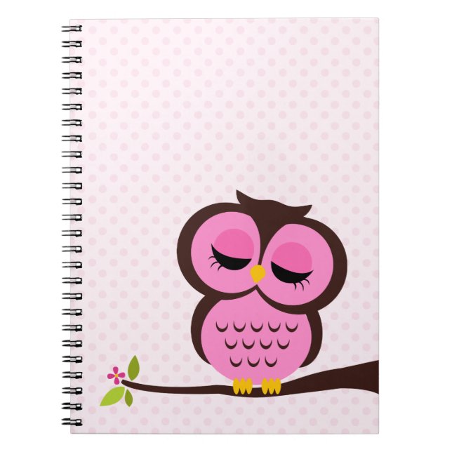 Carnet Hibou rose (Devant)