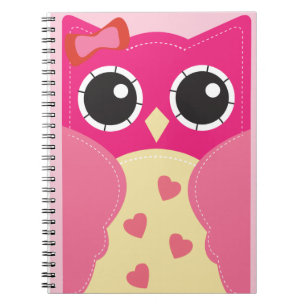Carnet Hibou rose mignon