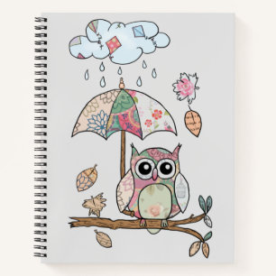 Carnet Hibou sous la pluie