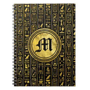 Carnet Hiéroglyphes antiques égyptiens d'or de monogram