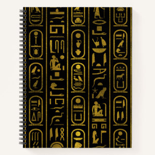 Carnet Hiéroglyphes de l'or antique égyptien sur le noi