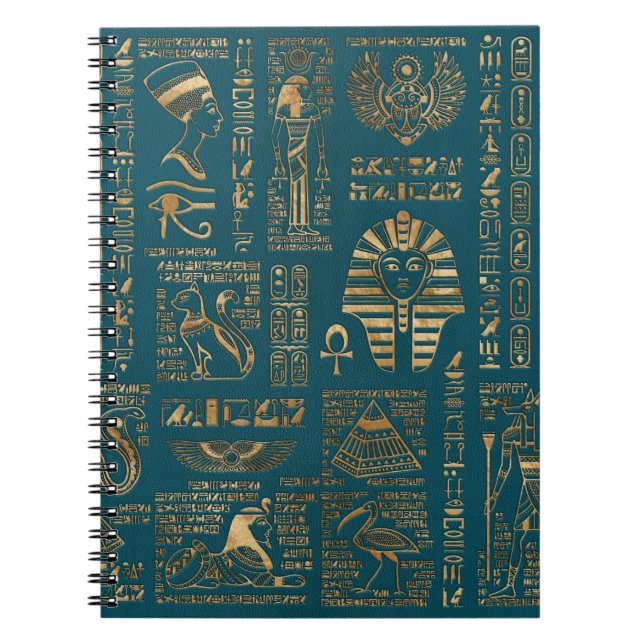 Carnet Hiéroglyphes et divinités égyptiens - or sur la (Devant)