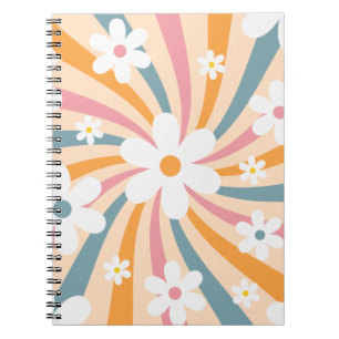 Carnet Hippie florale Super rétro couleur soleil margueri