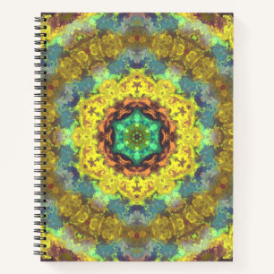 Carnet Hippie psychédélique jaune bleu et vert