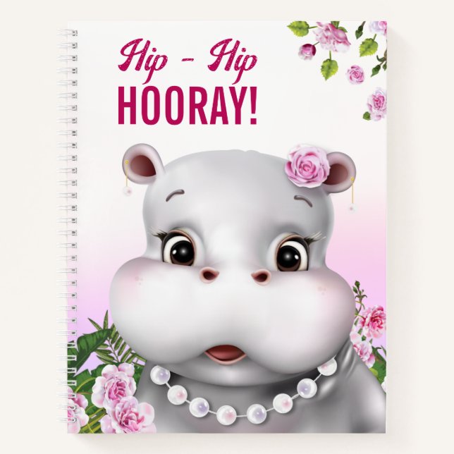 Carnet Hippo Rose Floral Enfants (Devant)