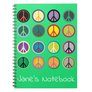 Carnet Hippy peace sign 60s colorful pattern