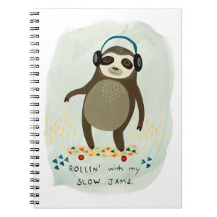 Carnet Hipster Sloth   Rollin' Avec Mes Jams Lents