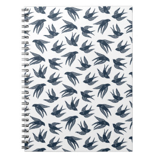 Carnet Hirondelles balayantes - Bleu indigo