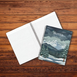 Carnet Hiver Forêt Montagne Scène Personnalisable