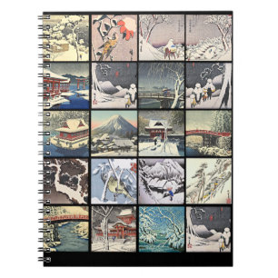 Carnet Hiver neige paysage arbres japanes art peintures