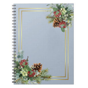 Carnet Hiver Red Berries Pine Cones Mariage