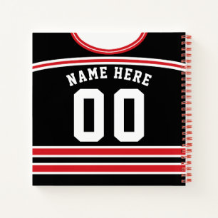 Carnet Hockey sur glace personnalisable Jersey noir et ro