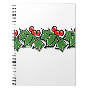 Carnet Holly Feuilles, Holly Berries, couronne de Noël