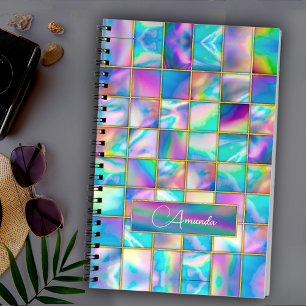 Carnet Holographe élégant tendance fausse or géométrique