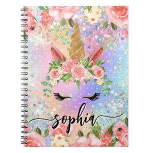 Carnet Holographique Iridescente Parties scintillant Flor