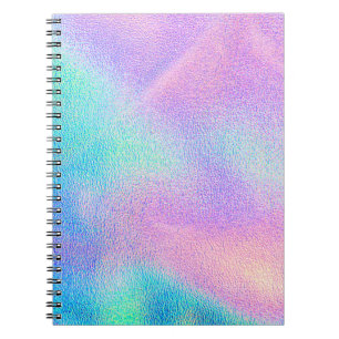 Carnet Holographique texture réelle en bleu rose vert