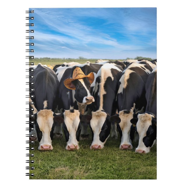 Carnet Holstein Cow porte un Casquette de cowboy (Devant)