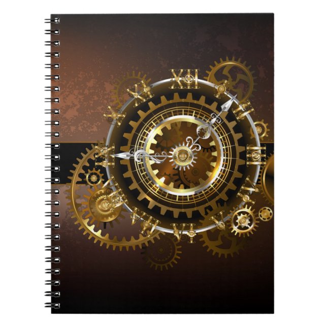 Carnet Horloge Steampunk avec des engrenages anciens (Devant)