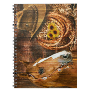 Carnet Horse Cowboy Casquette Lasso Sunflower Rustic Barq