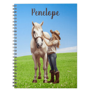 Carnet Horse Girl Horseback équitation Meadow Personnalis