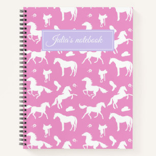 Carnet Horserian Nom personnalisé Equestrian Cadeau rose