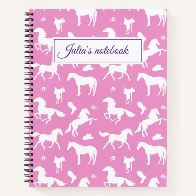 Carnet Horserian Nom personnalisé Equestrian Cadeau rose (Devant)