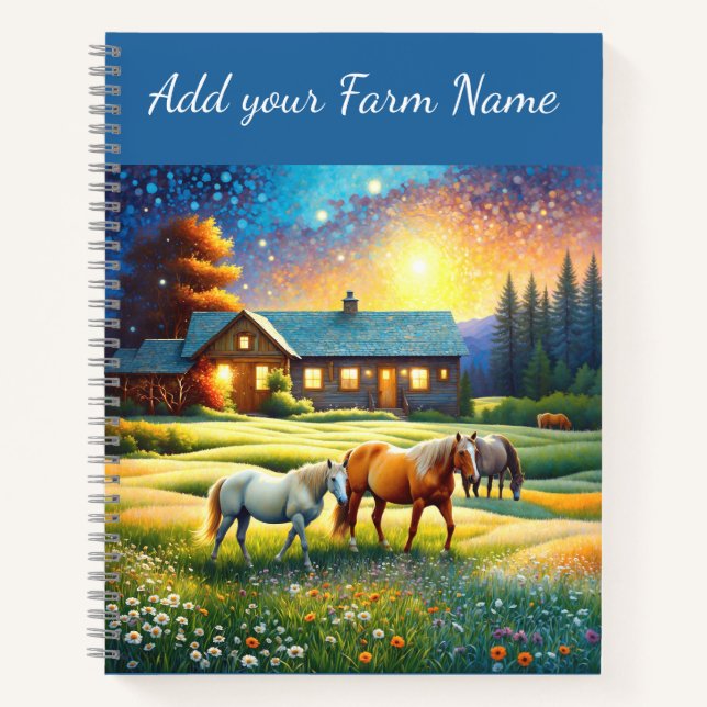 Carnet Horses on Farm Wildflower Meadow (Devant)