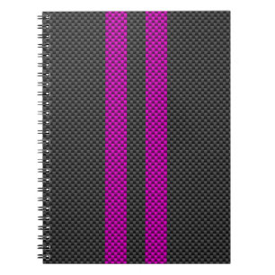 Carnet Hot Fuchsia Pink Racing Stripes Carbon Fiber Style