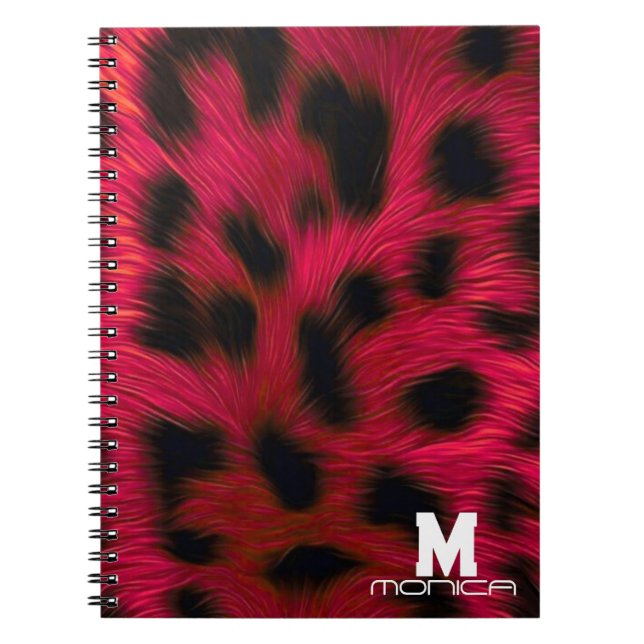 Carnet Hot Pink Leopard Print Faux  (Devant)
