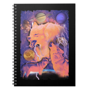 Carnet Howling Cosmic Wolves Moon Space Wolf